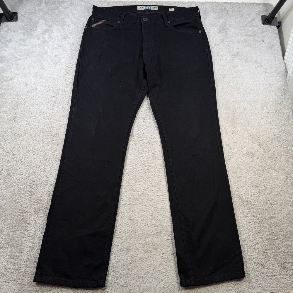 Ariat Jeans Mens 36x32 Black Legacy M7 Slim Fit Straight Leg Denim Stretch Pants